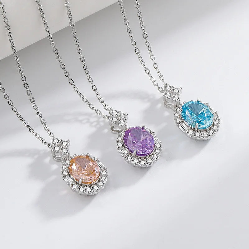 Sparkling Ice Flower Cut Zircon Necklace 925 Sterling Silver Collarbone Chain Ladies Wedding Gorgeous Jewelry